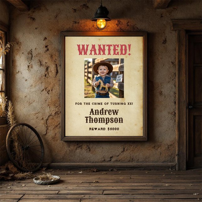 Western Cowboy Birthday Wanted Poster (Western Cowboy Birthday Wanted Poster)