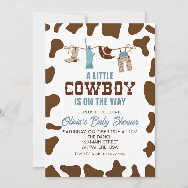 Western Cowboy Blue Plaid Baby Shower Invitation (Front)