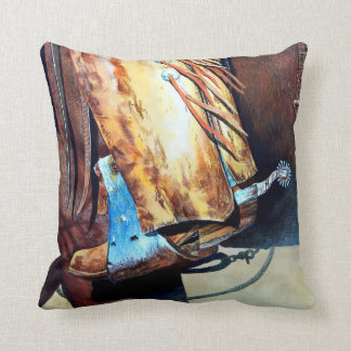 Western cowboy boot and rodeo horse, cartooned cushion