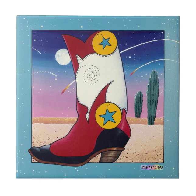 Western Cowboy Boot Ceramic Tile (Front)
