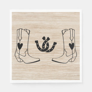 Western Cowboy Boot Country Wedding Wood Horseshoe Napkin