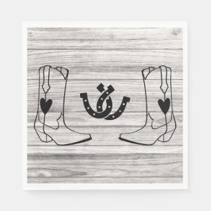 Western Cowboy Boot Country Wedding Wood Horseshoe Napkin