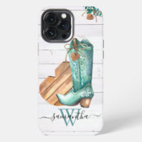 Western Cowboy Boot Monogram Boho Wood