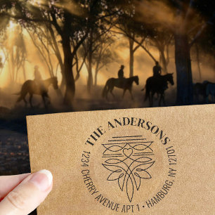 Western Cowboy Boot Stitch Pattern Return Address Rubber Stamp