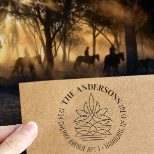 Western Cowboy Boot Stitch Pattern Return Address Self-inking Stamp