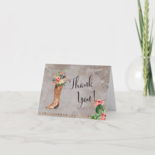 Western Cowboy Boot THank you note Card