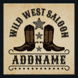 Western Cowboy Boots ADD NAME Sheriff Spurs Saloon Poster<br><div class="desc">Old West Cowboy Boots ADD NAME Western Badge Spurs Saloon -  Customise with your Name or Custom Text!  *Expanded License PO 8/28/23*</div>