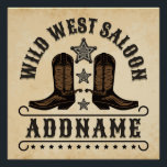 Western Cowboy Boots ADD NAME Sheriff Spurs Saloon Poster<br><div class="desc">Old West Cowboy Boots ADD NAME Western Badge Spurs Saloon -  Customise with your Name or Custom Text!  *Expanded License PO 8/28/23*</div>