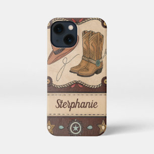 Western Cowboy Boots and Hat Leather Style  iPhone 13 Mini Case