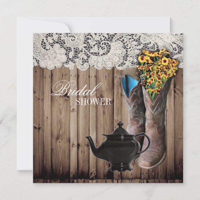 western cowboy boots Bridal Tea Party Invitation (Front)