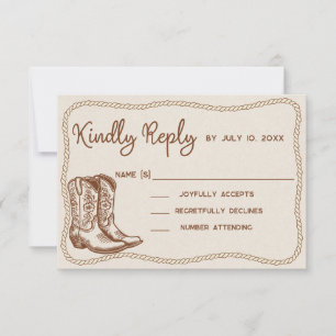 Western Cowboy Boots Casual Just Love Wedding RSVP Card