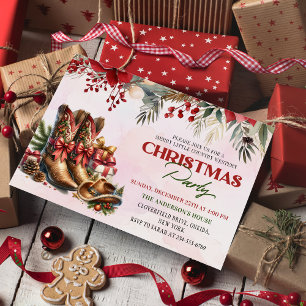Western Cowboy Boots Christmas Party Invitation