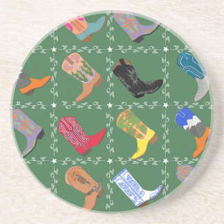 Western Cowboy Boots Colourful Sandstone Coaster