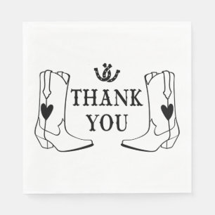 Western Cowboy Boots Country Wedding Thank You Napkin
