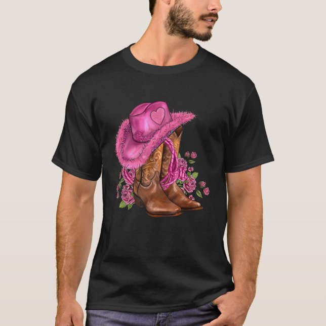 Western Cowboy Boots Cowgirl Hat And Roses Women G T-Shirt (Front)