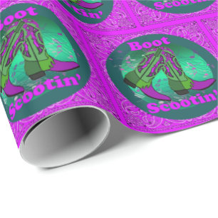 Western Cowboy Boots Dance Boot Scootin' Wrapping Paper