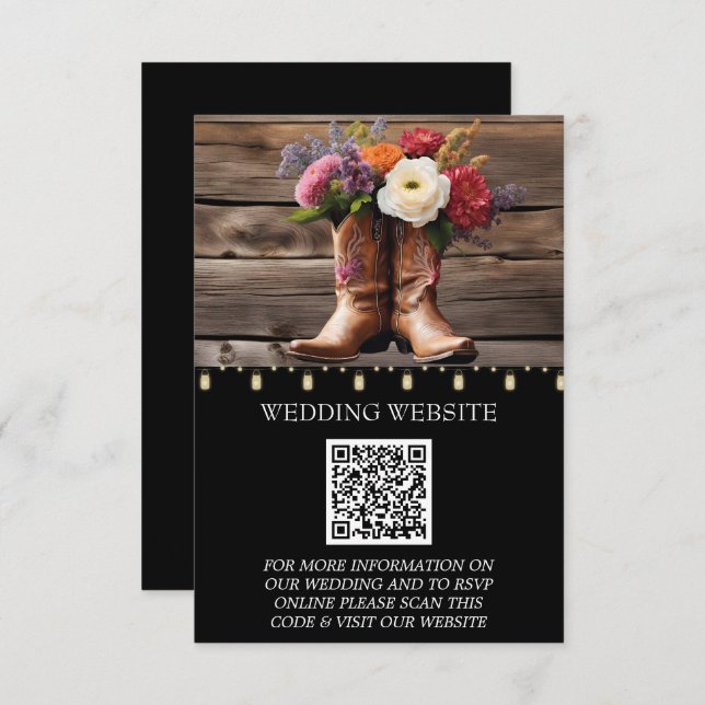 Western Cowboy Boots Floral Elegant Mason Jar Enclosure Card (Front/Back)