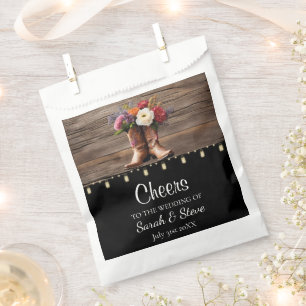 Western Cowboy Boots Floral Elegant Wedding Favour Bag