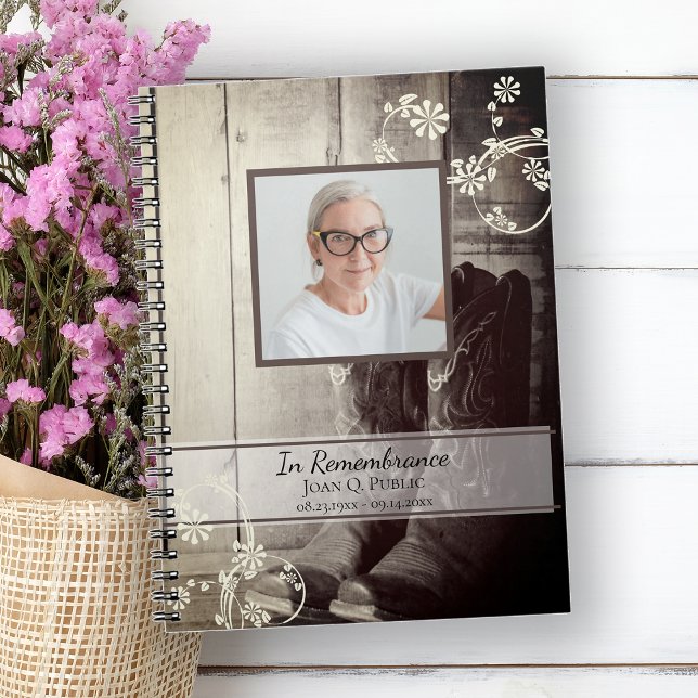 Western Cowboy Boots Funeral Memorial Guest Book (Creator Uploaded)