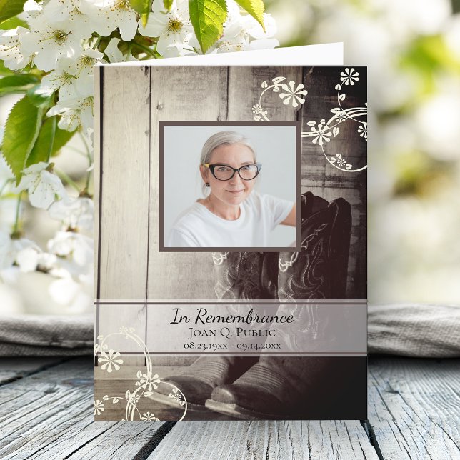 Western Cowboy Boots Funeral Memorial Sympathy Thank You Card (Creator Uploaded)