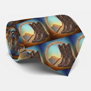 Western Cowboy Boots  Hat Rope Print Necktie