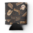 Western Cowboy Boots Hats Black Name Personalised