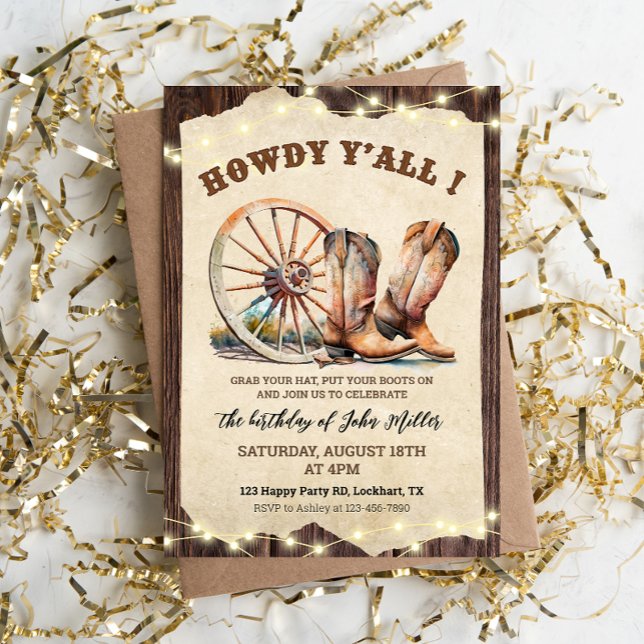 Western Cowboy Boots Hoedown Howdy Y'all Invitation (Creator Uploaded)