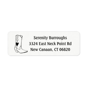 Western Cowboy Boots Horse Country Cowgirl Wedding Return Address Label