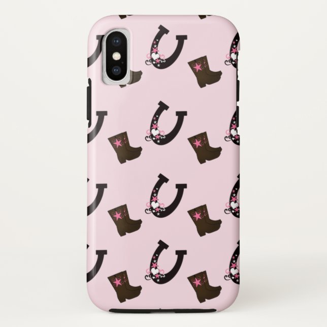 Western Cowboy Boots Horseshoes Cell Phone Case (Back)