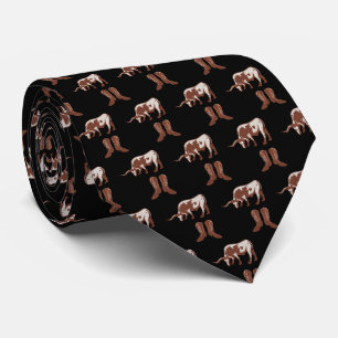 Western Cowboy Boots  Longhorn Steer Necktie