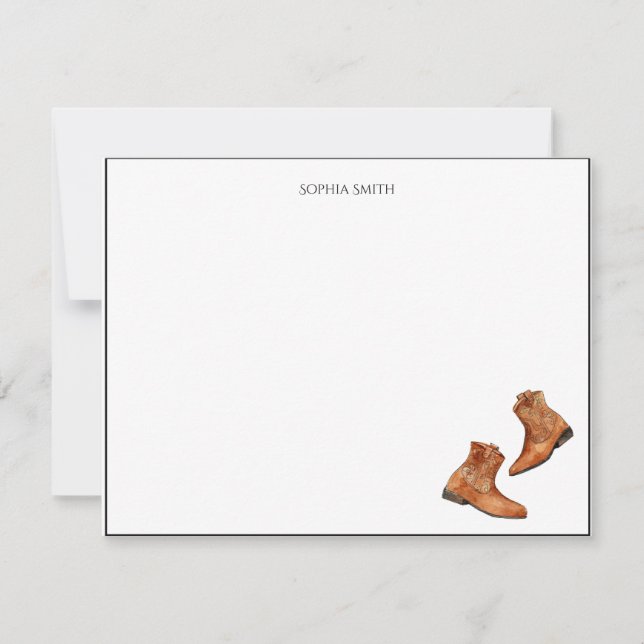 Western Cowboy boots Personalised Thank You Card (Front)