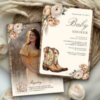 Western Cowboy Boots Photo QR Code Baby Shower