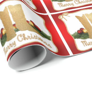 Western Cowboy Boots  Rope Garland  Merry Christma Wrapping Paper