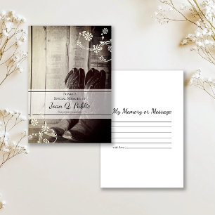 Western Cowboy Boots Share Memory Funeral Memorial Card