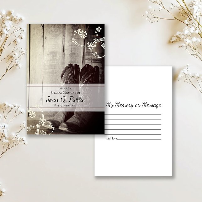 Western Cowboy Boots Share Memory Funeral Memorial Card (Creator Uploaded)