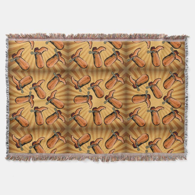 Western Cowboy Boots Throw Blanket (Front)