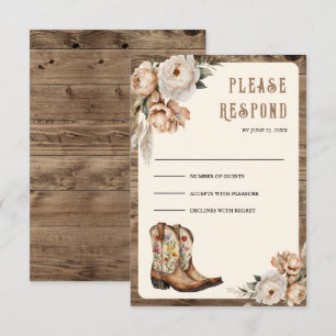 Western Cowboy Boots Wedding RSVP Card