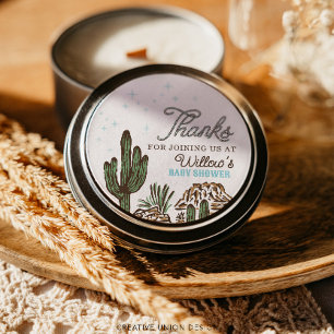 Western Cowboy Boy Baby Shower Favour Classic Round Sticker