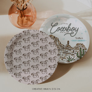 Western Cowboy Boy Baby Shower Horse Paper Plate