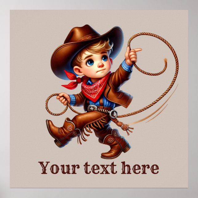 Western cowboy boys customisable  poster (Front)