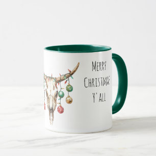 Western Cowboy Bull Ornaments Christmas   Mug