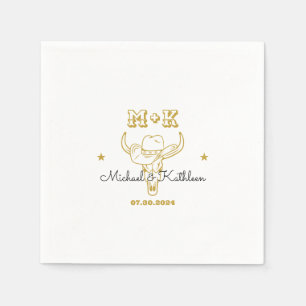 Western Cowboy Bull Skull Bohemian Country Wedding Napkin
