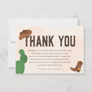 Western Cowboy Cactus Baby Shower Thank You Card