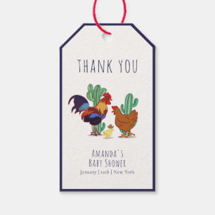 Western Cowboy Cactus Rooster Chicken Baby Shower Gift Tags
