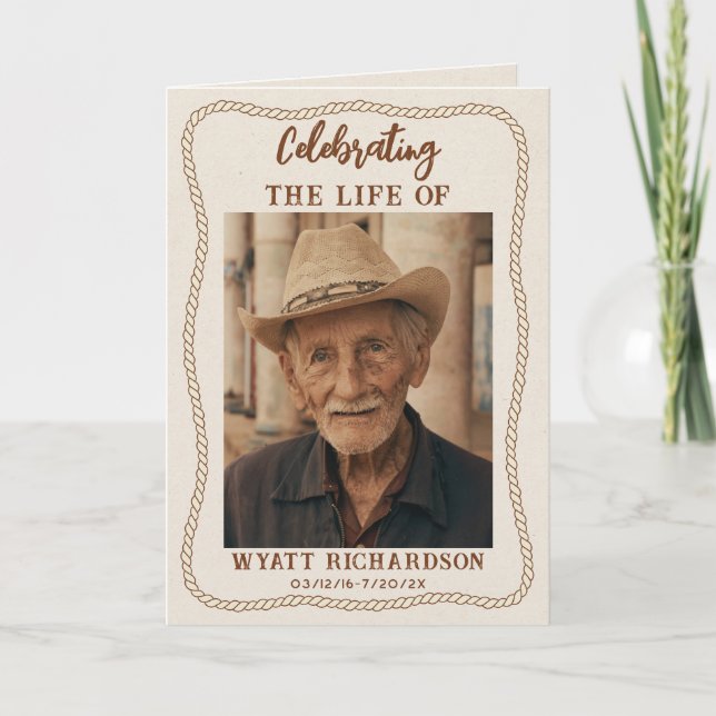 Western Cowboy Celebration of Life Funeral Program (Front)