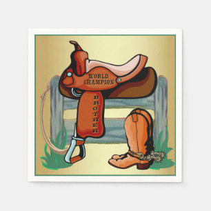 Western Cowboy Champion Brother Saddle Boots Rope Napkin
