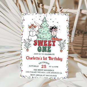 Western Cowboy Christmas Sweet One Birthday  Invitation