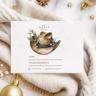 Western Cowboy Christmas Wedding RSVP Card