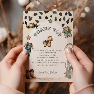 Western Cowboy Clothes Baby Shower Thank You Card