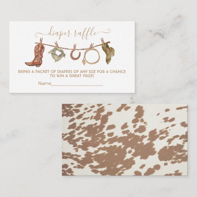 Western Cowboy clothesline Diaper Raffle card (Front/Back)